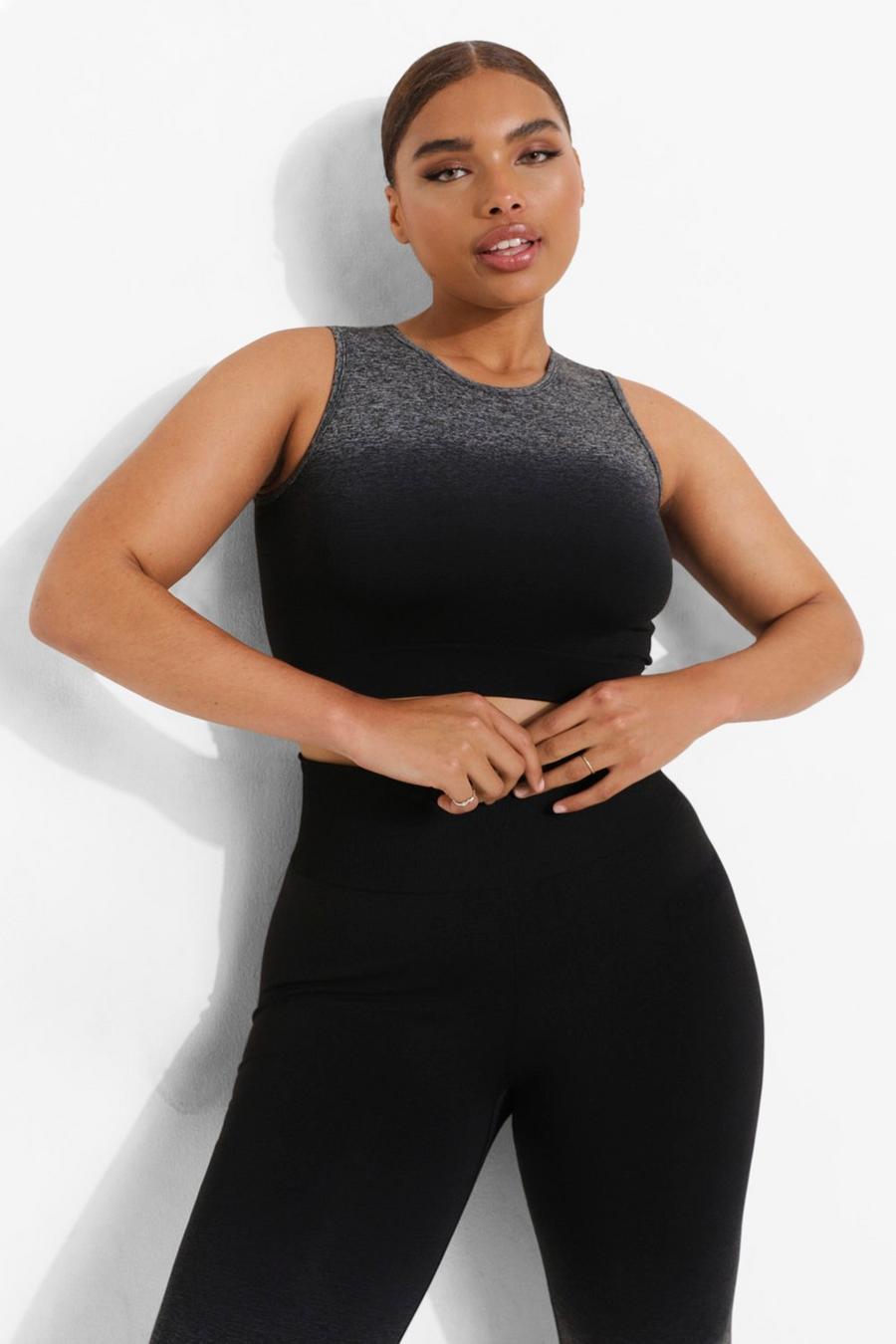 Black Plus Ombre Seamless Sports Bra image number 1