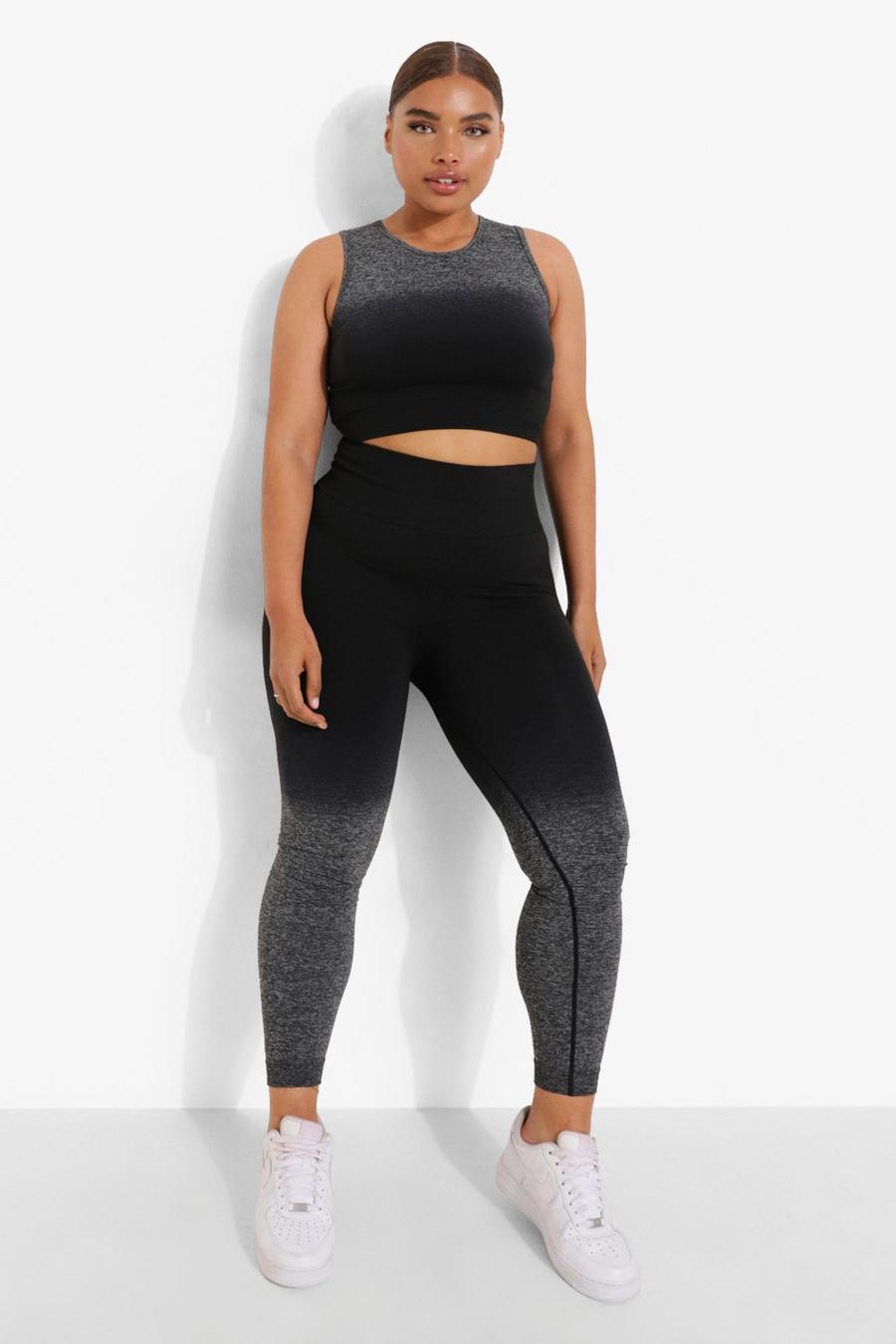 Black Plus Ombre Seamless Active Leggings image number 1
