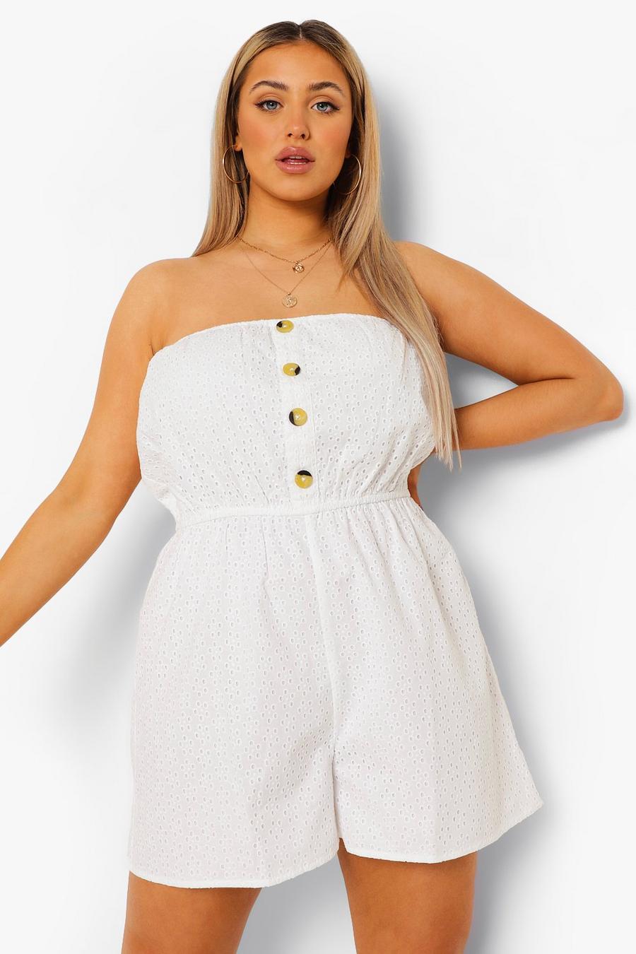 White Plus - Playsuit med broderie anglaise image number 1
