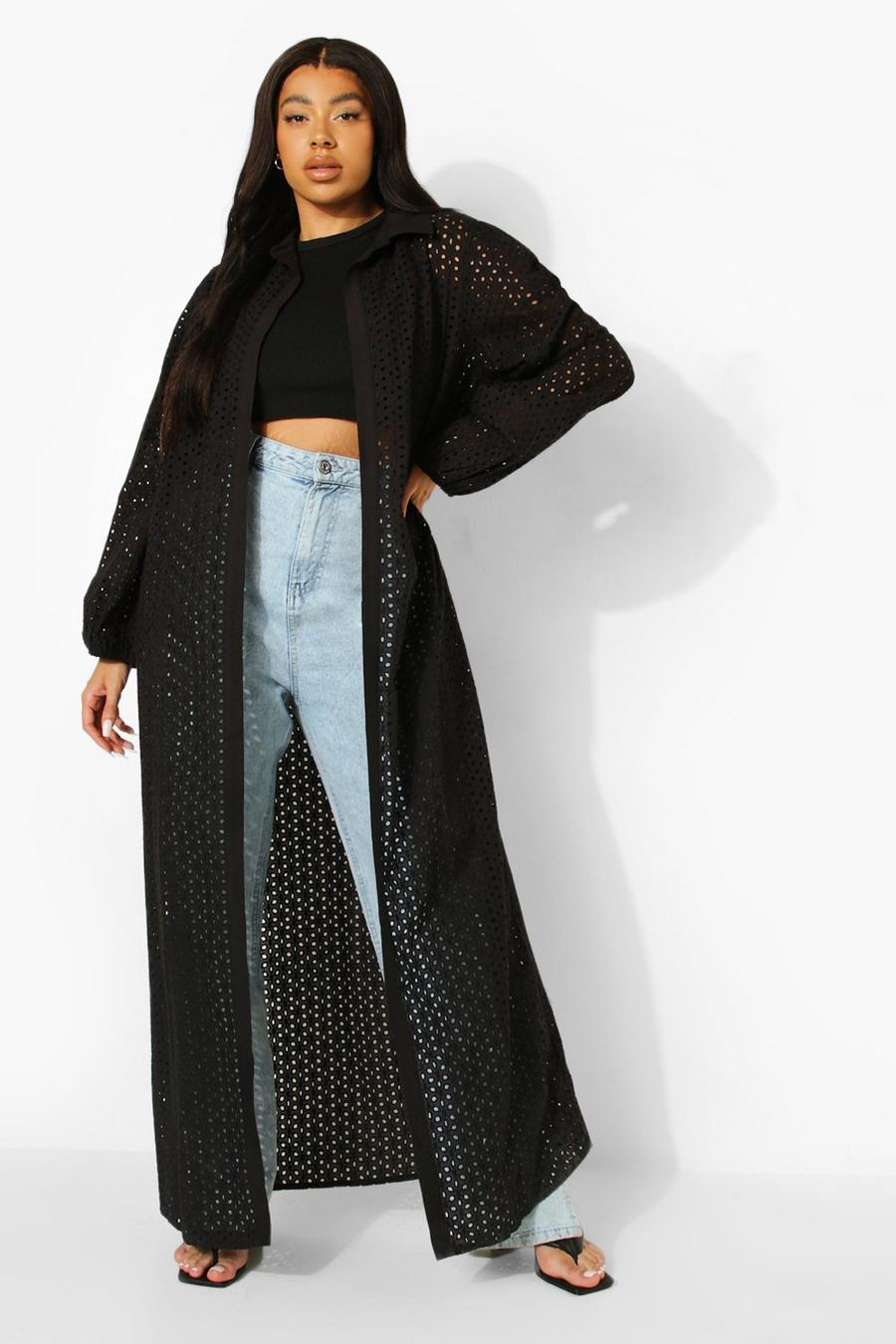 Black Plus Broderie Maxi Blouse image number 1