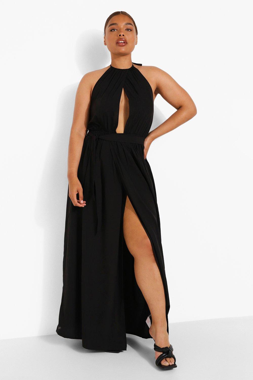 Halter neck 2024 dress boohoo