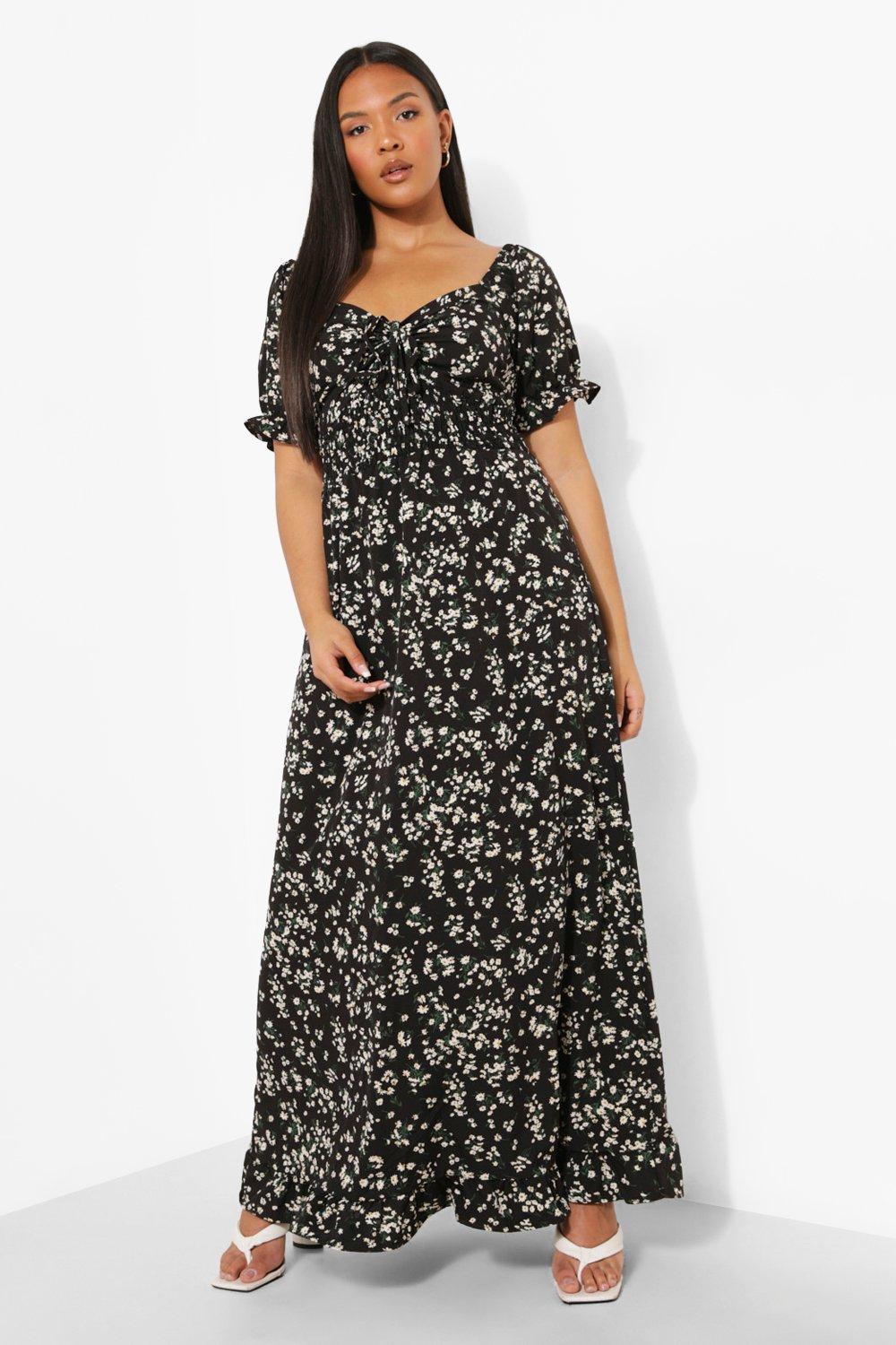 Plus size shirred outlet maxi dress