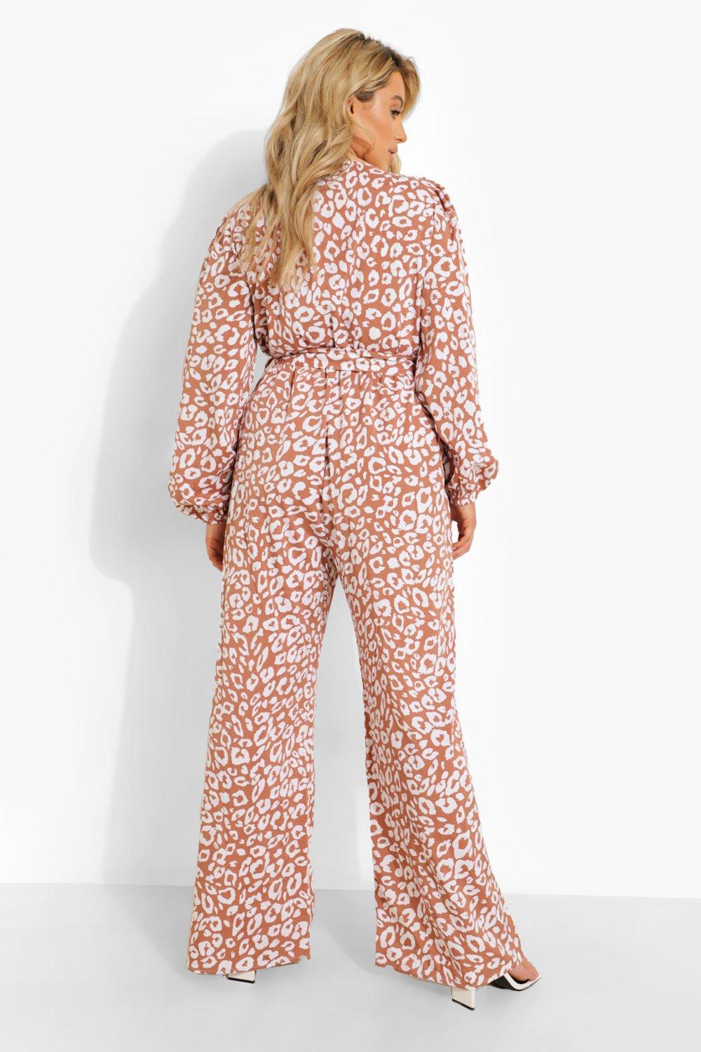 Boohoo animal print jumpsuit clearance