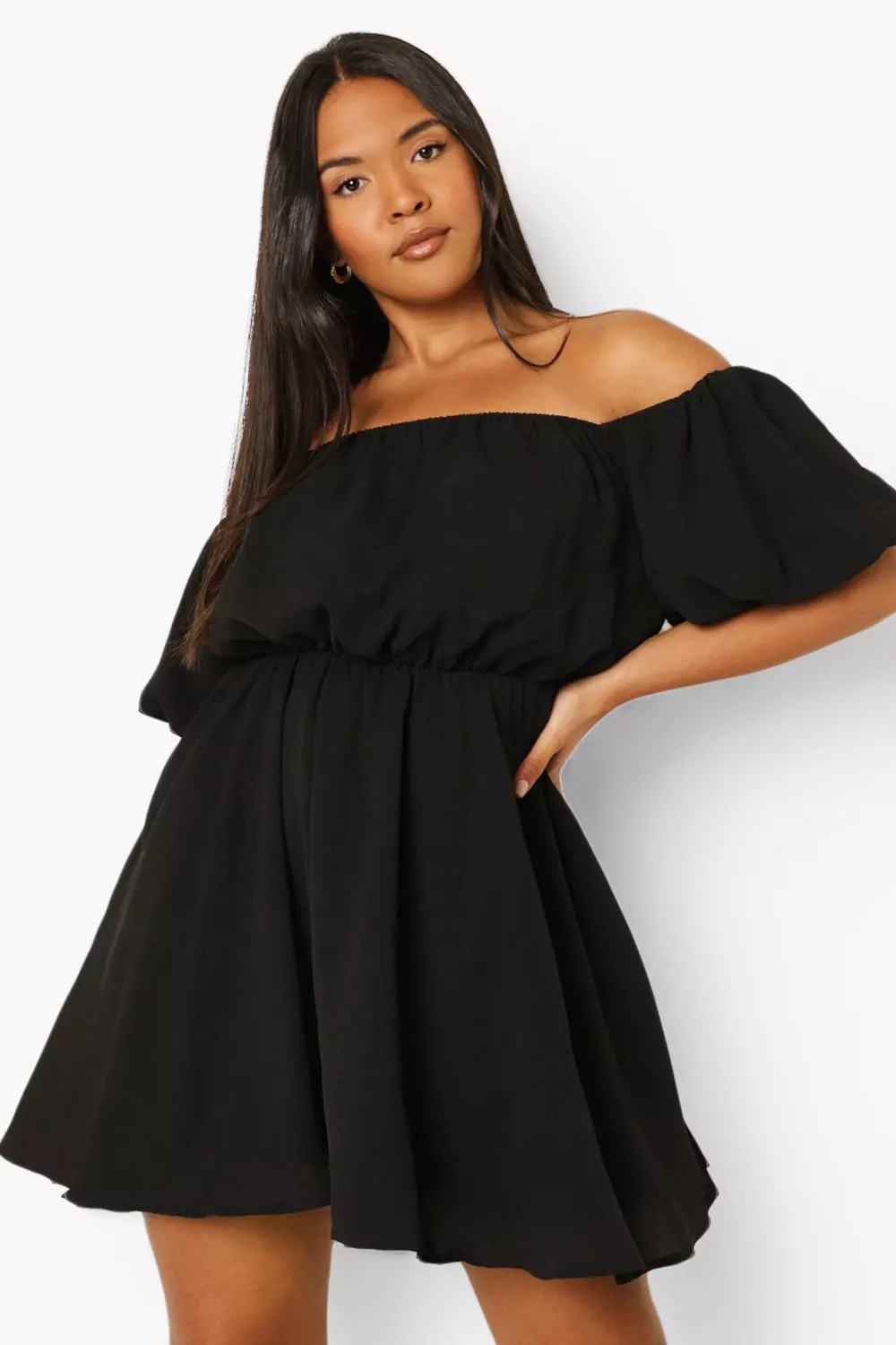 Black bardot outlet swing dress