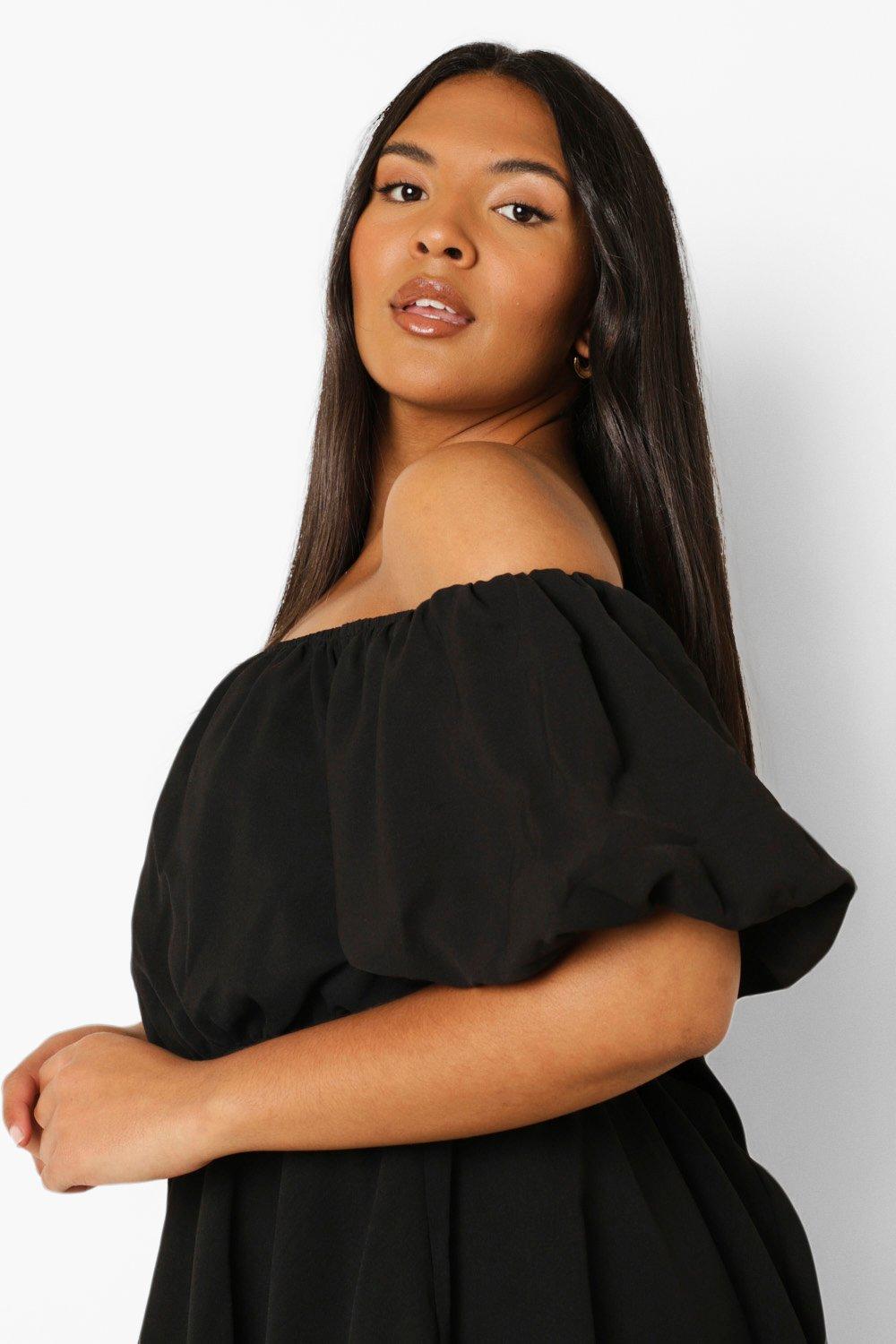 Black bardot swing dress sale