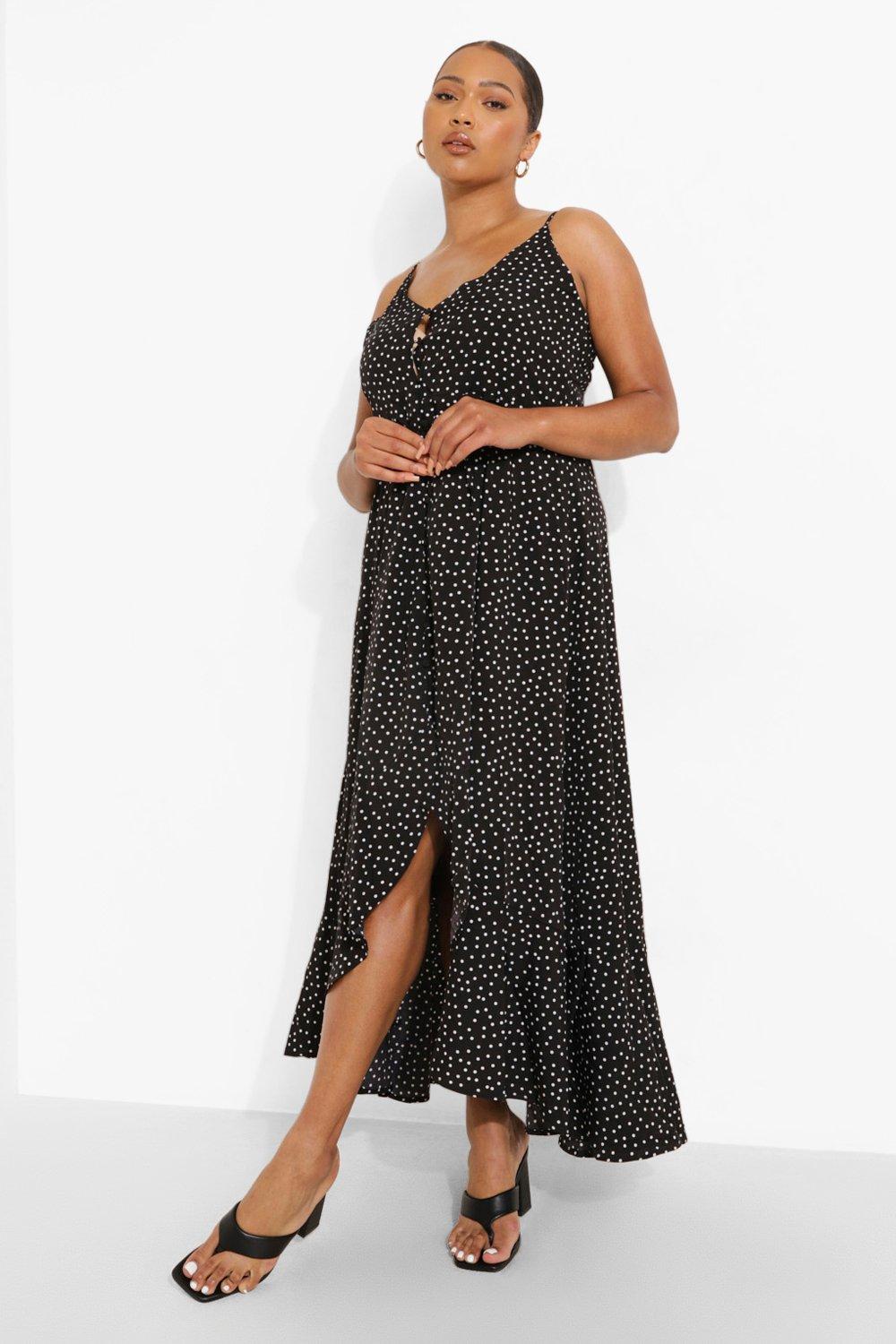 boohoo polka dot ruffle dress