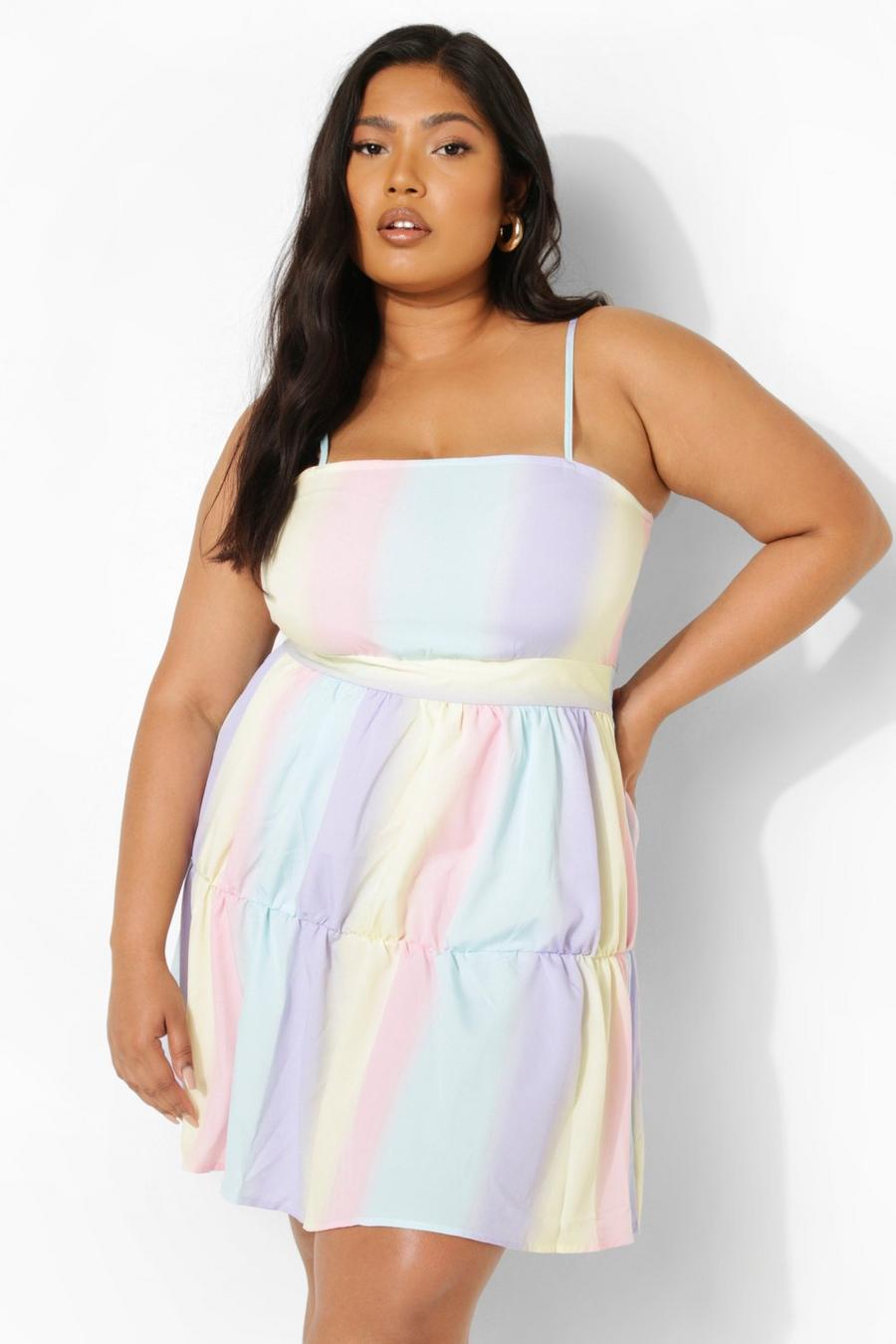 Lilac Plus Patel Stripe Tiered Strappy Sundress image number 1