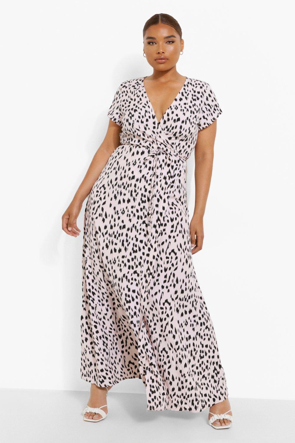 Grande taille Robe longue cache coeur imprime animal boohoo FR