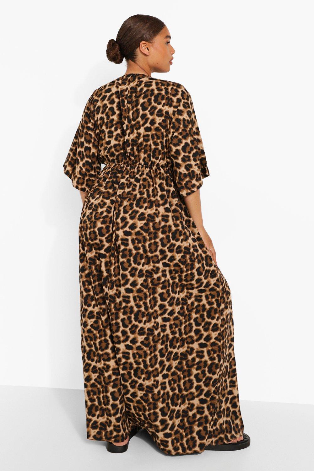 Me Zeggen Nadeel Plus Luipaardprint Maxi Jurk Met Vleermuismouwen | boohoo