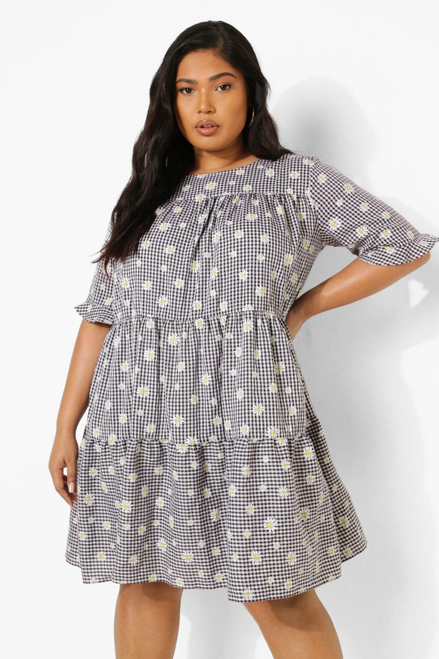 Black Plus Daisy Gingham Tiered Smock Dress image number 1