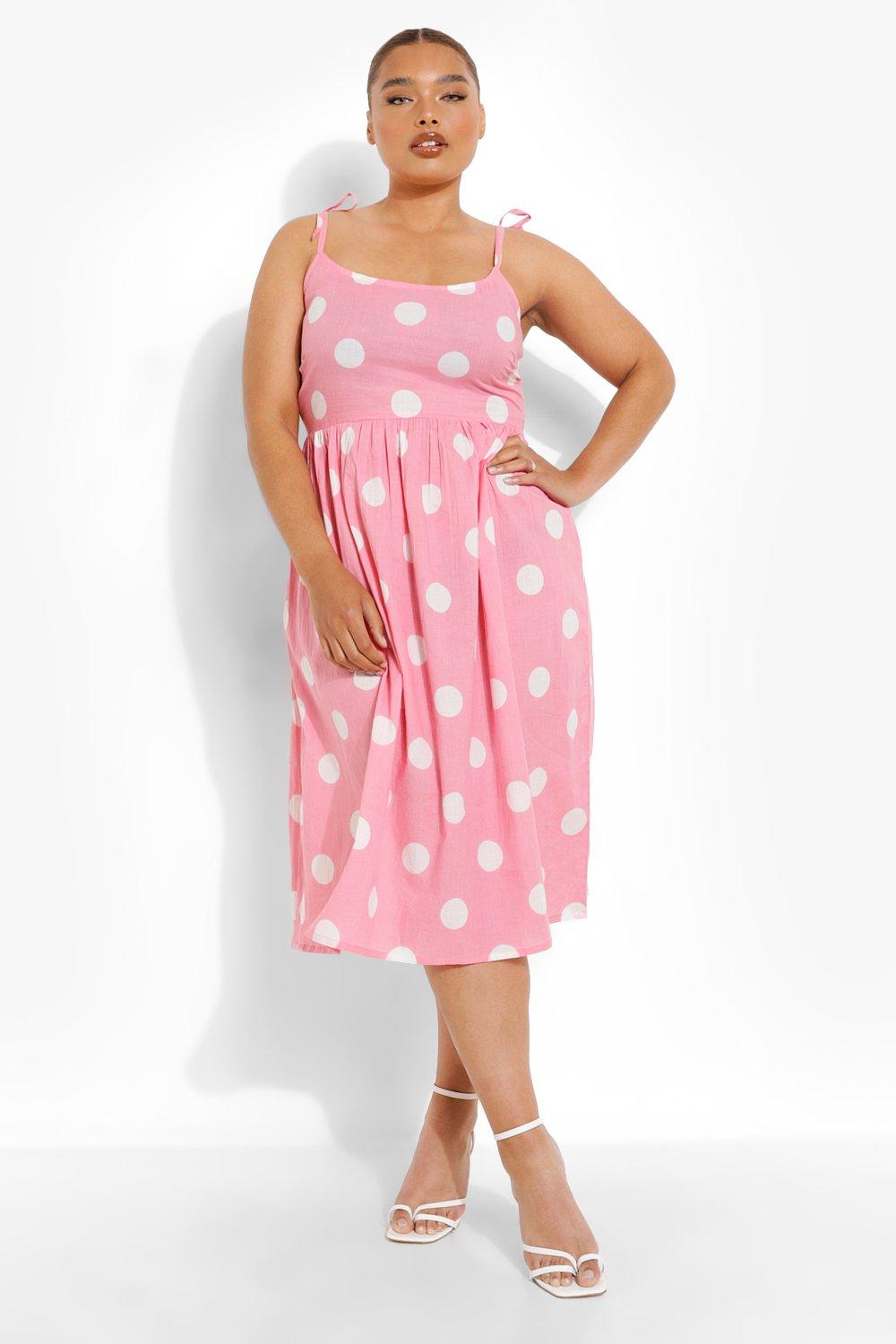 sheer pink polka dot dress