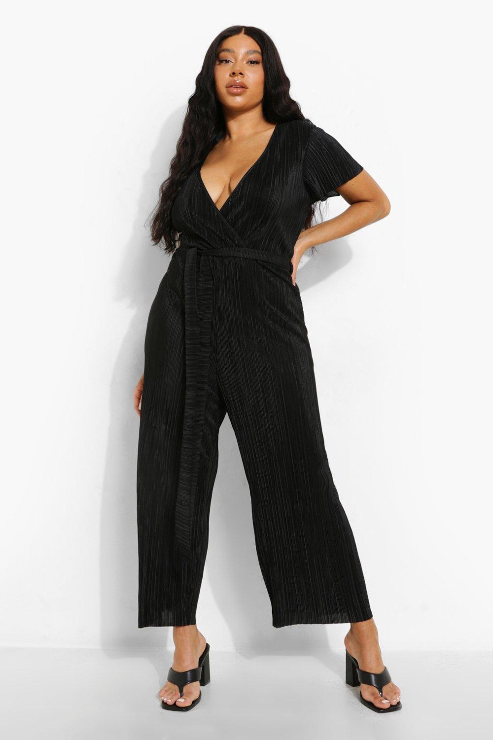 Black store plisse jumpsuit