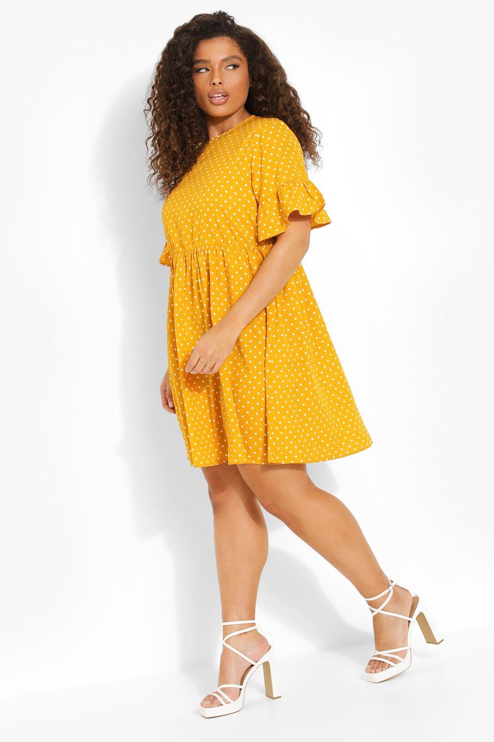 Polka dot mustard dress hotsell