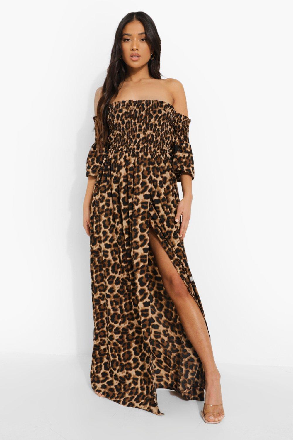 Leopard bardot hot sale dress