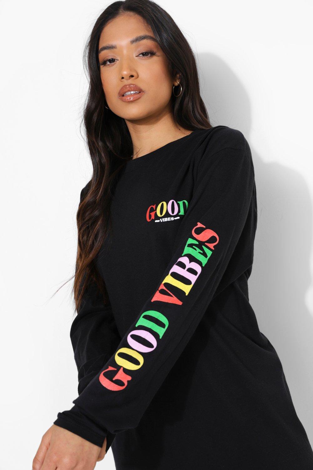 good vibes t shirt dress