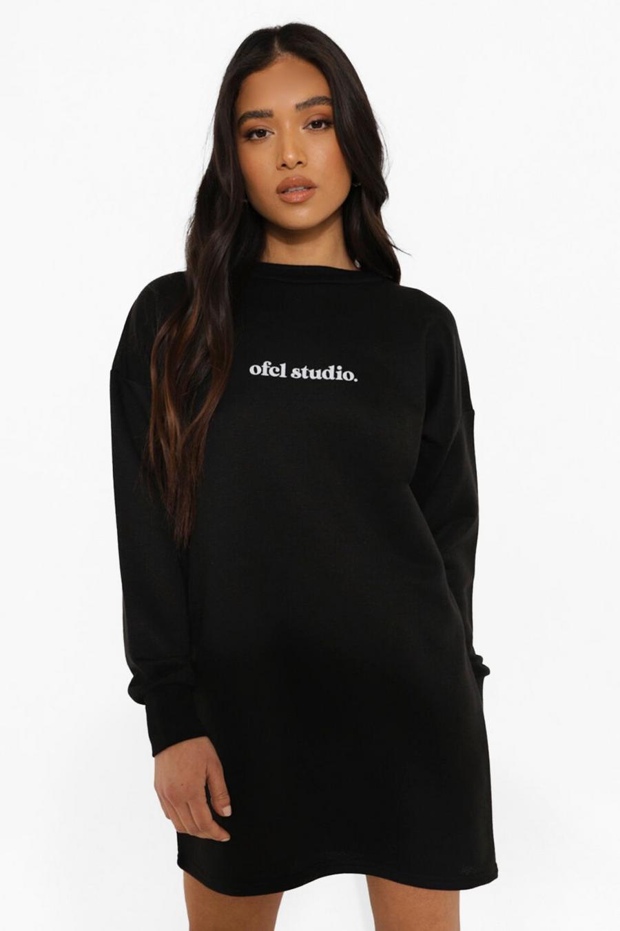 Black Petite - Ofcl Studio Sweatshirtklänning med tryck image number 1