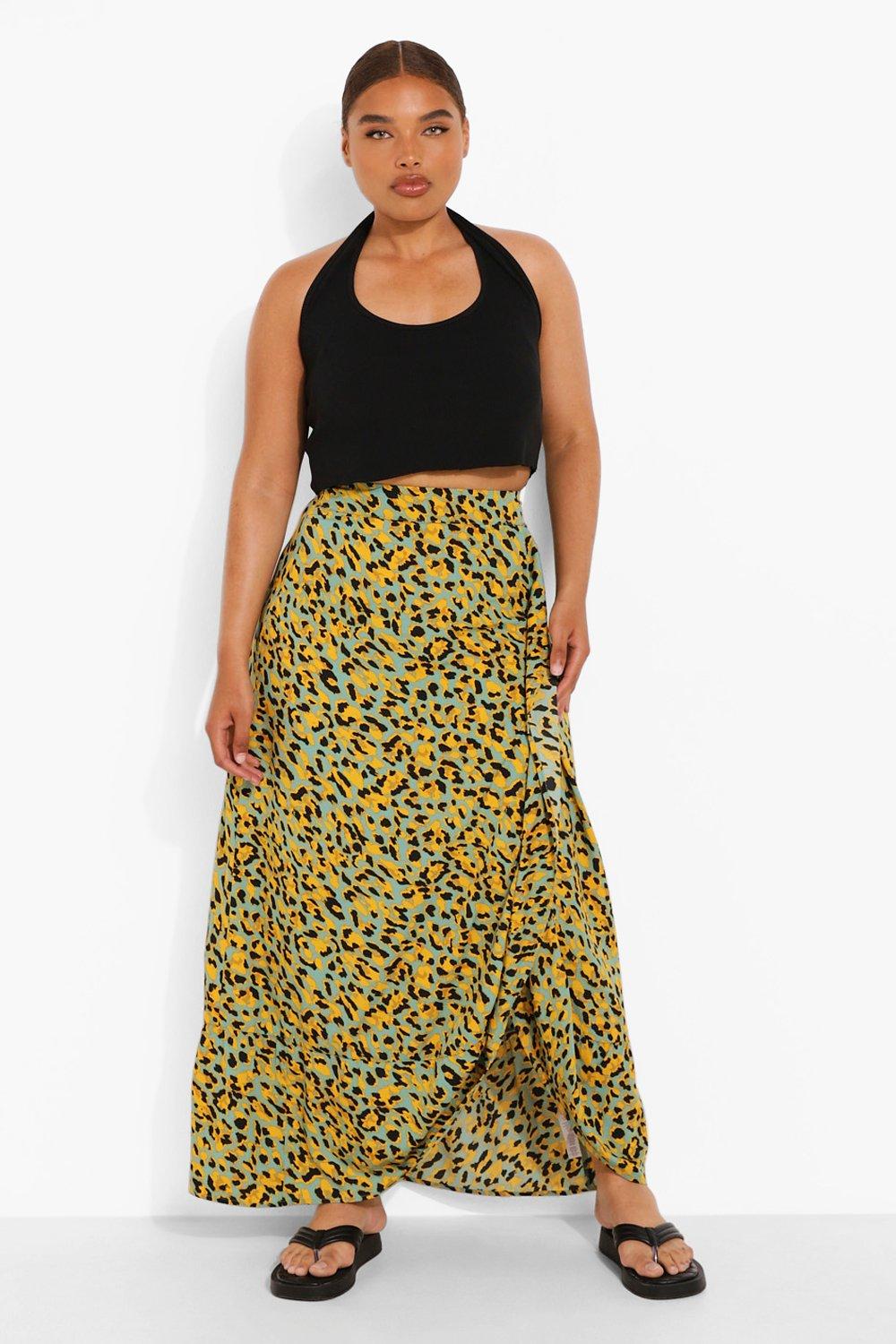 Leopard print outlet maxi skirt yellow