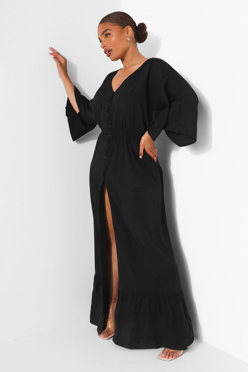 Plus size button store front maxi dress