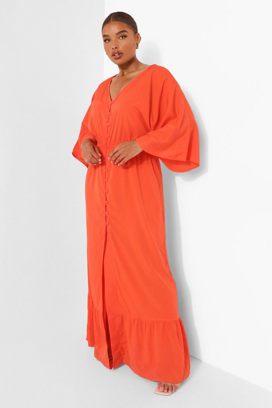 Red Plus Button Up Maxi Dress image number 1