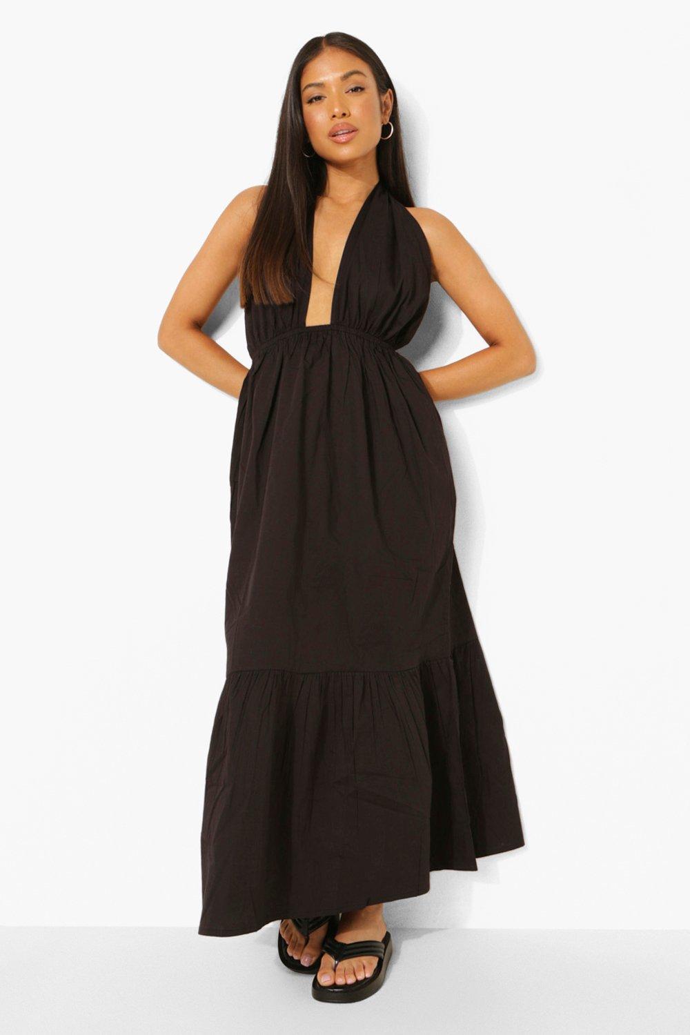 Cotton halter 2024 maxi dress