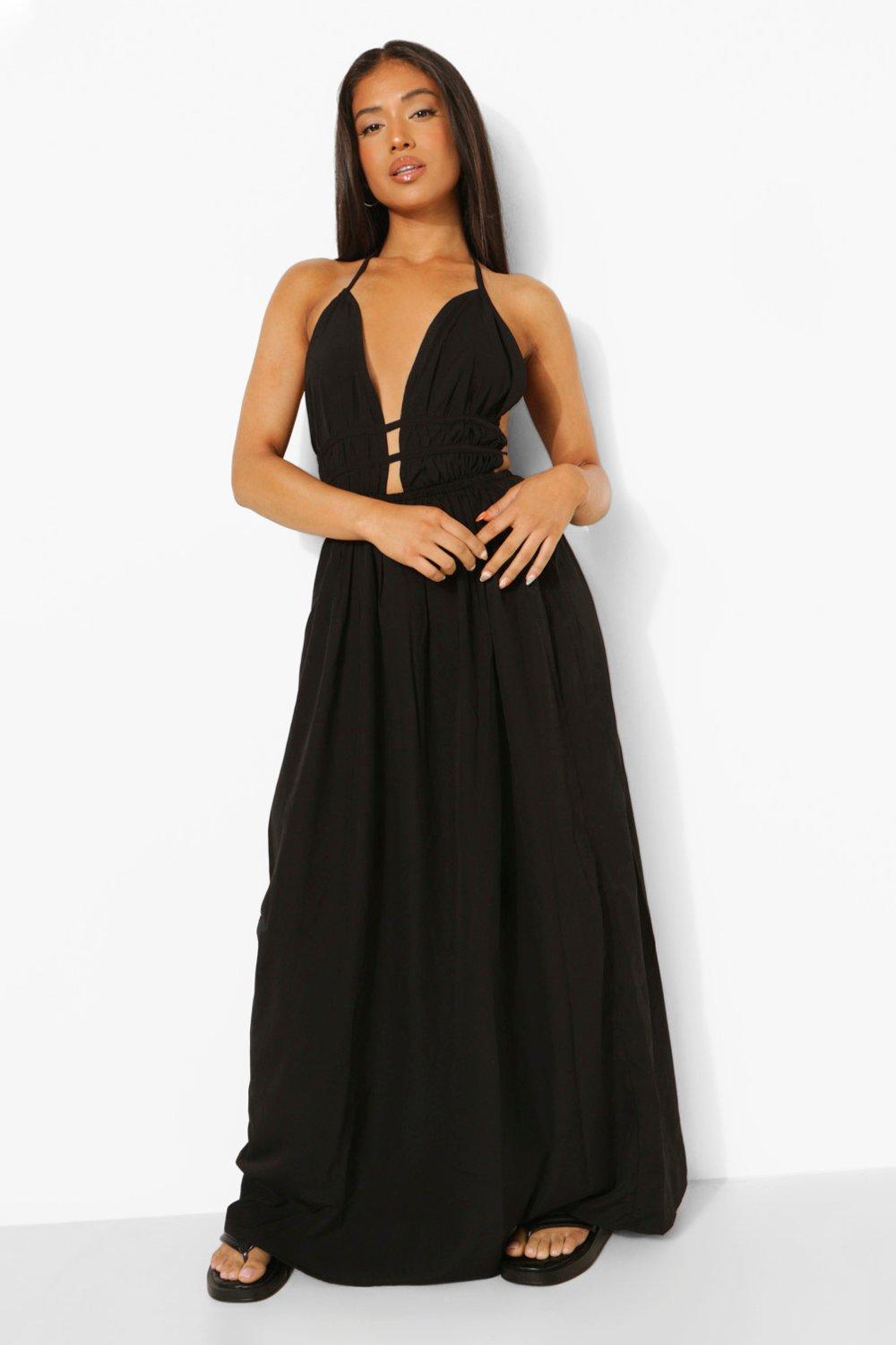 petite open back dress