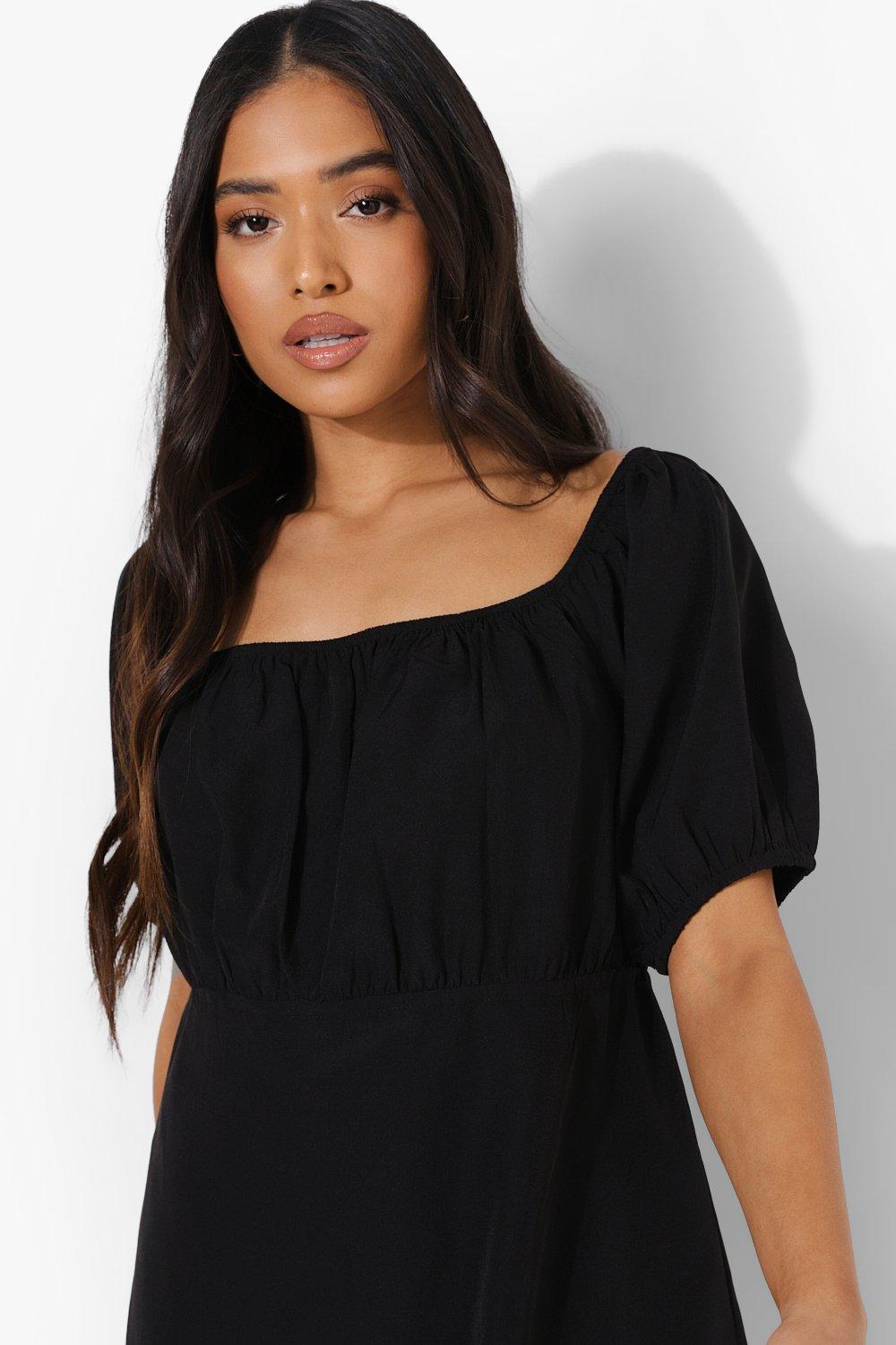 Petite Woven Puff Sleeve Mini Dress