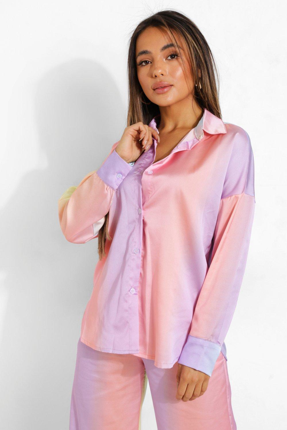 Pink Ombre Satin Blouse