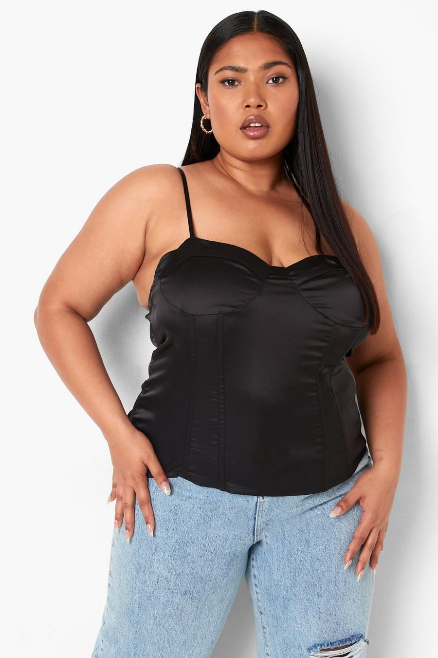 Grande taille - Top style corsage, Black image number 1