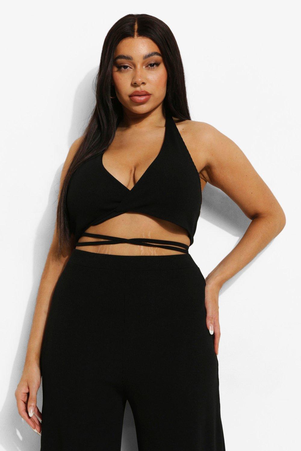 black plus size crop tops