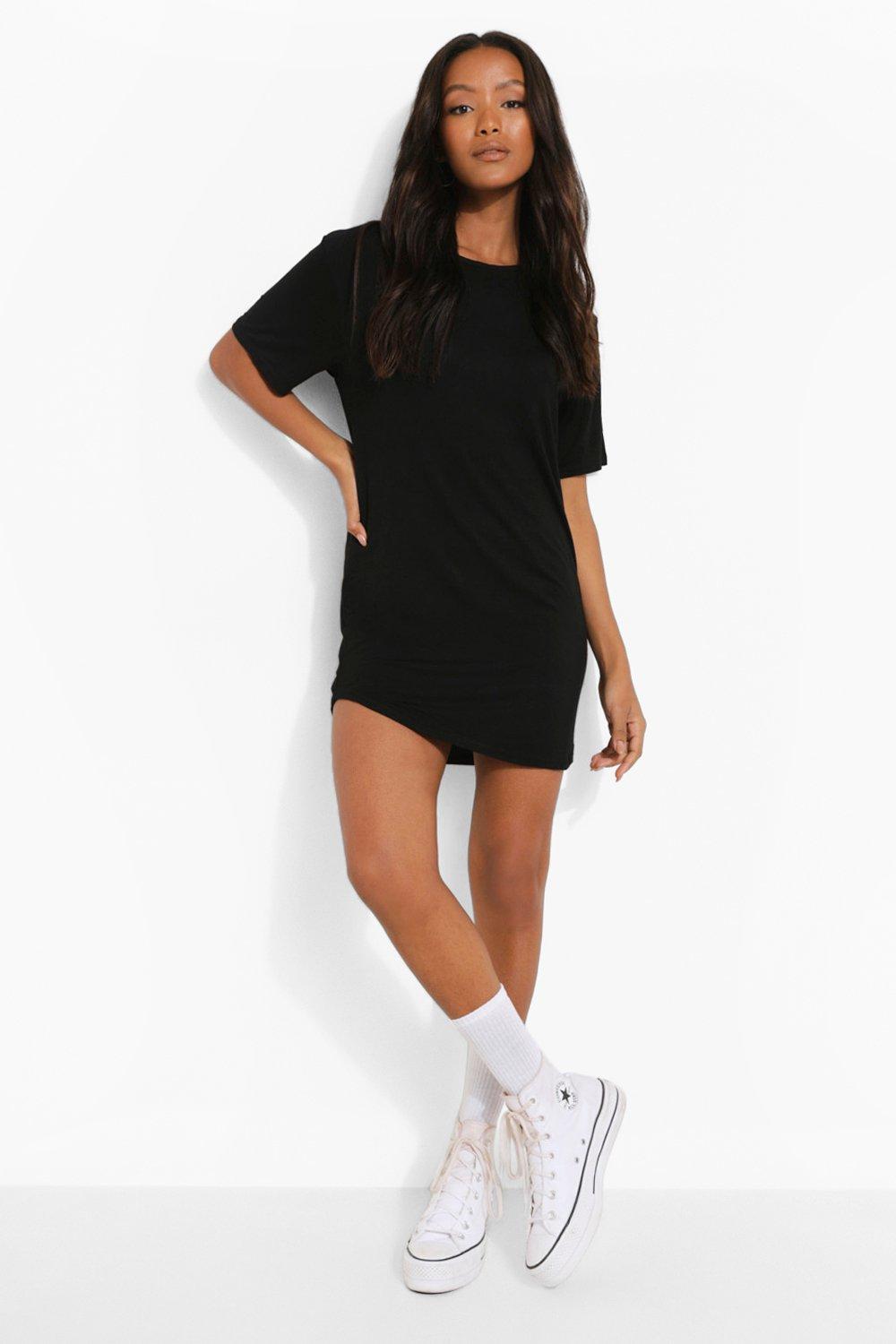 Curved hem tee shirt dress sale