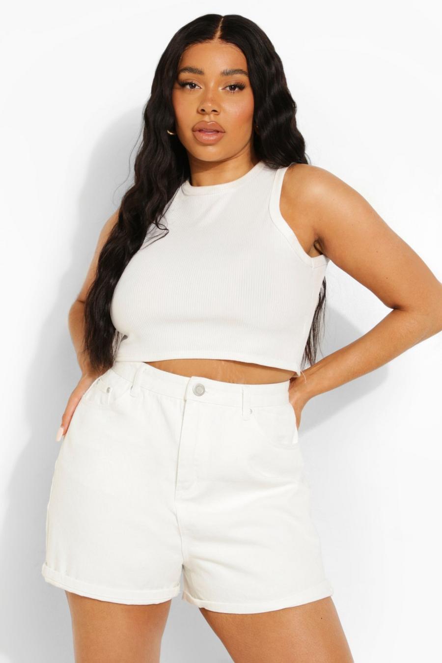 Grande taille - Short taille haute, White image number 1