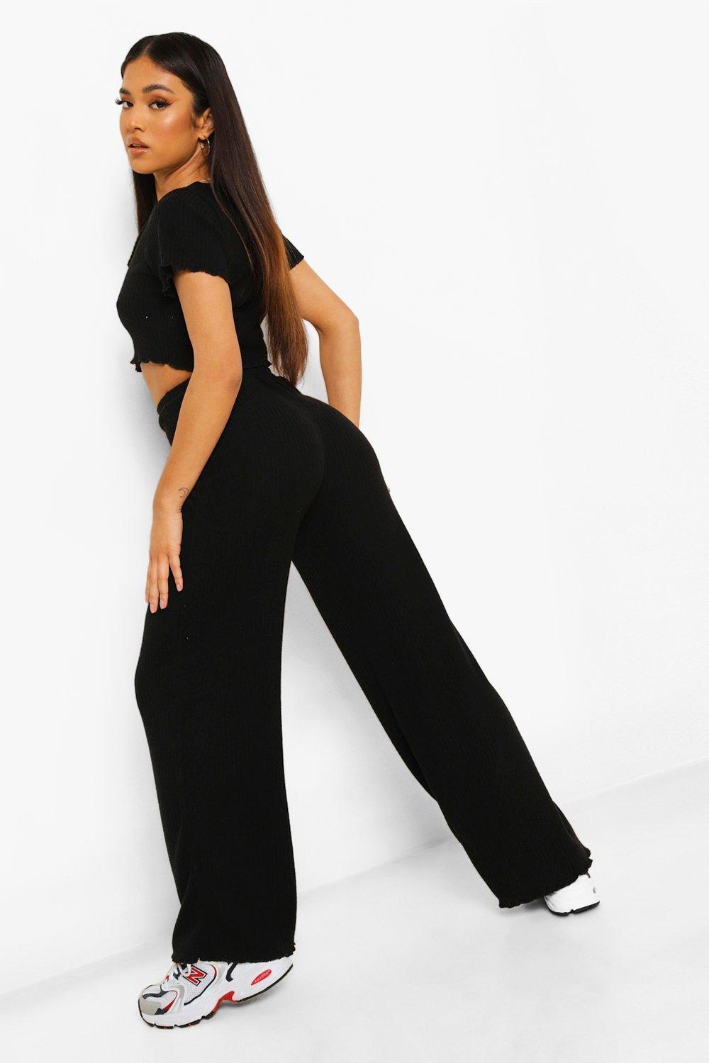 Boohoo petite clearance wide leg trousers