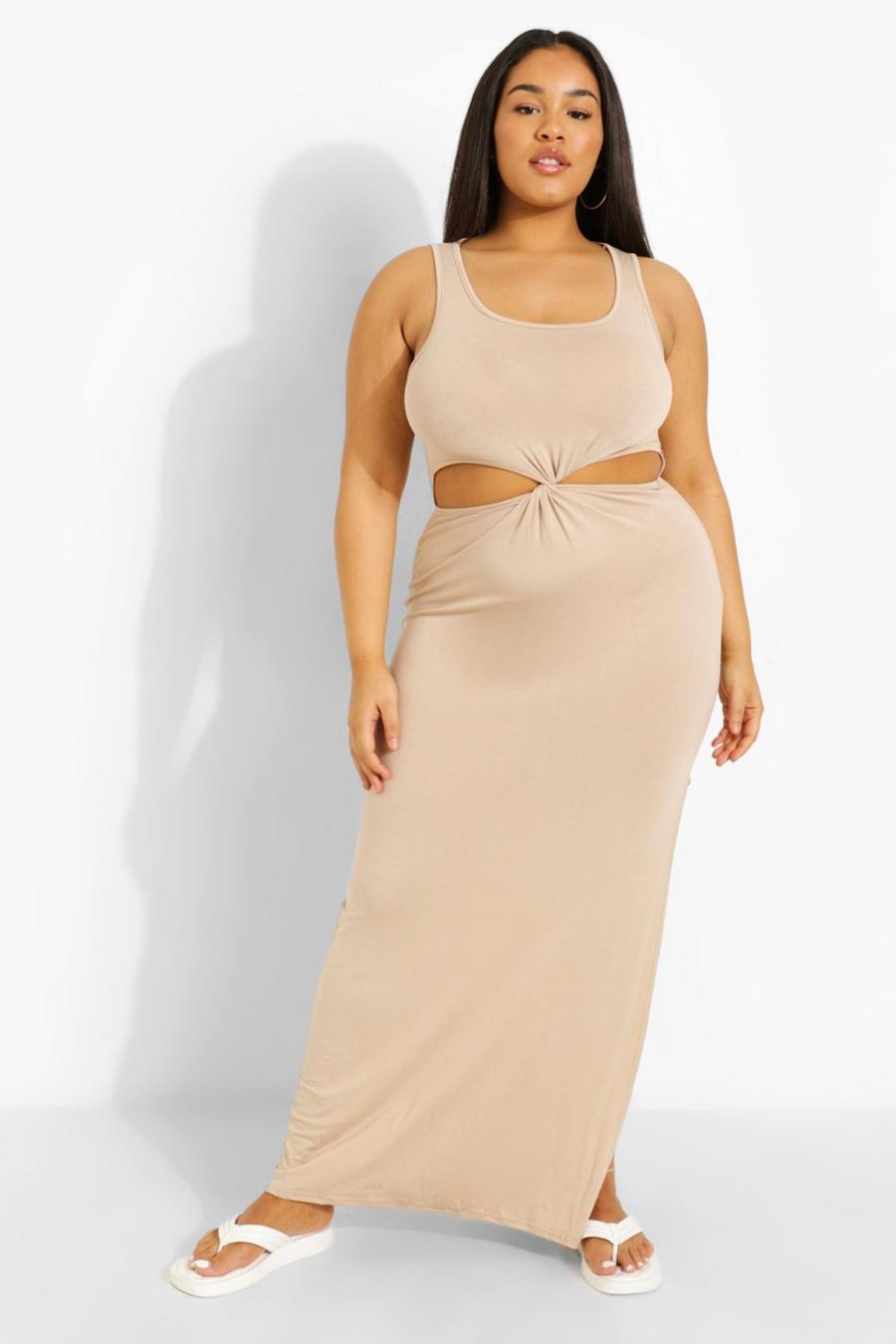 Stone Plus Cut Out Twist Front Maxi Dress image number 1