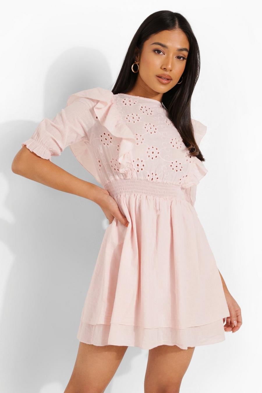 Light pink Petite Broderie Mini Dress image number 1