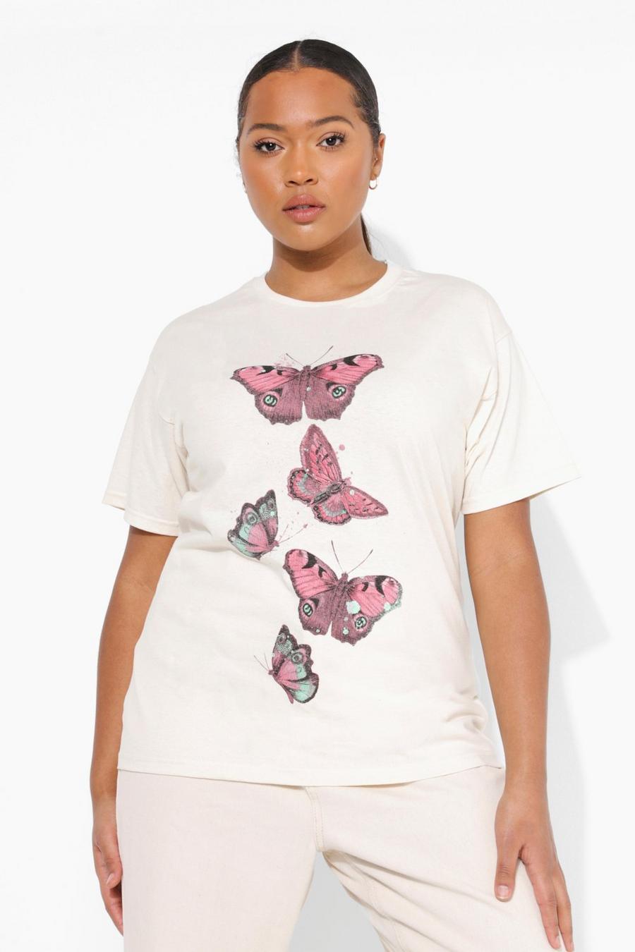 Beige Plus Butterfly T-shirt image number 1