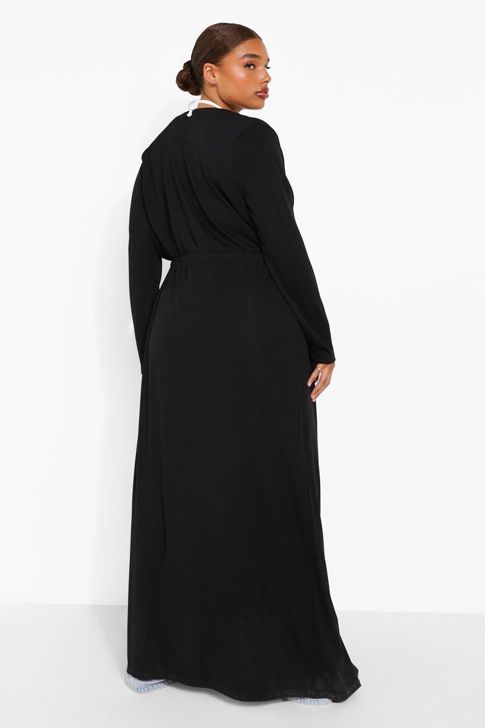 Plus Ribbed Tie Waist Maxi Duster Coat | boohoo USA