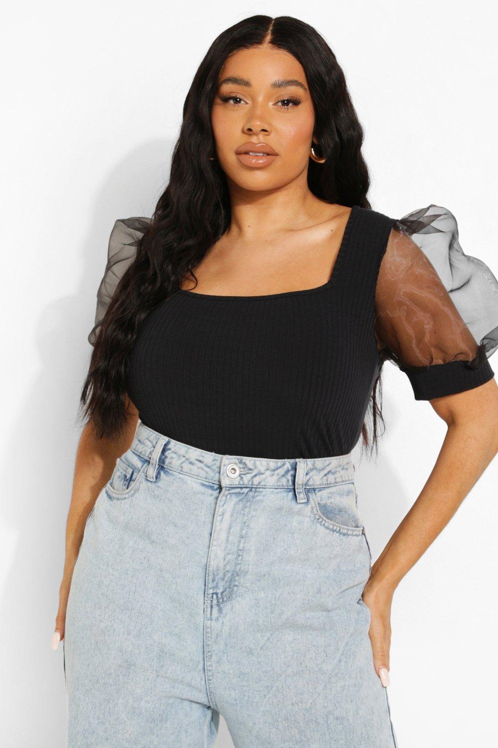 Mesh puff sleeve store crop top