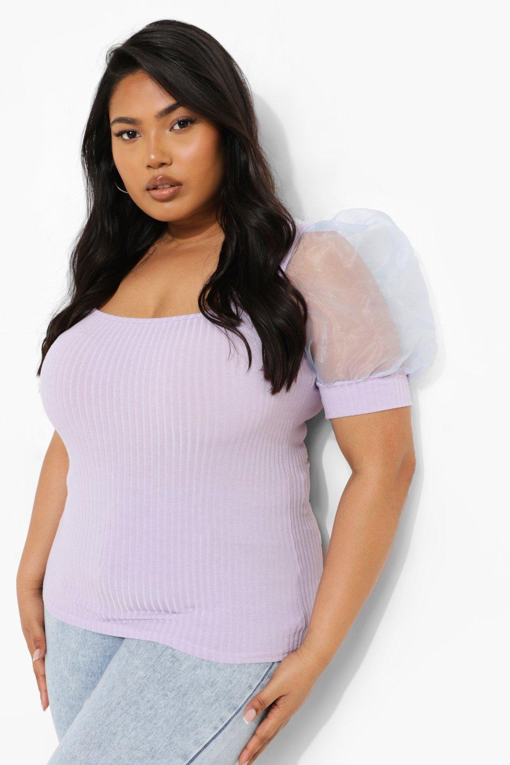 Plus size mesh puff sleeve top new arrivals