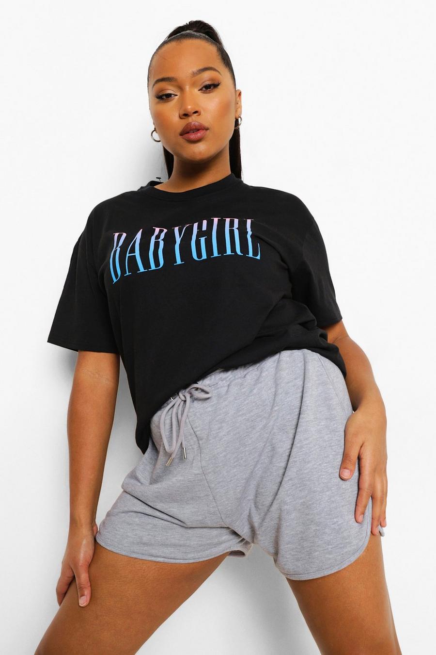 Grande taille - T-shirt à slogan Babygirl, Noir image number 1