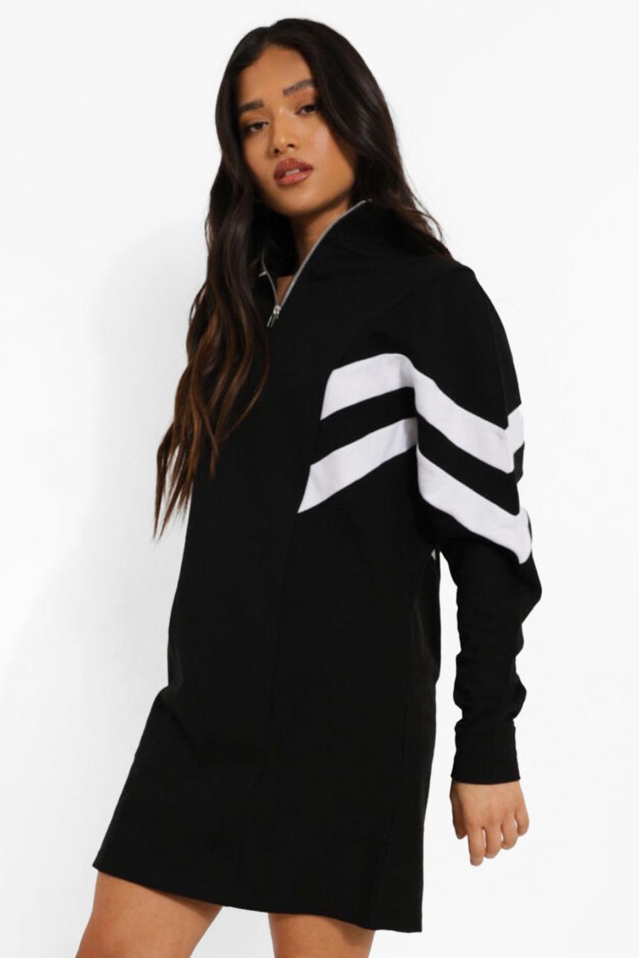 Black Petite - Sweatshirtklänning med blockfärger och kort dragkedja image number 1