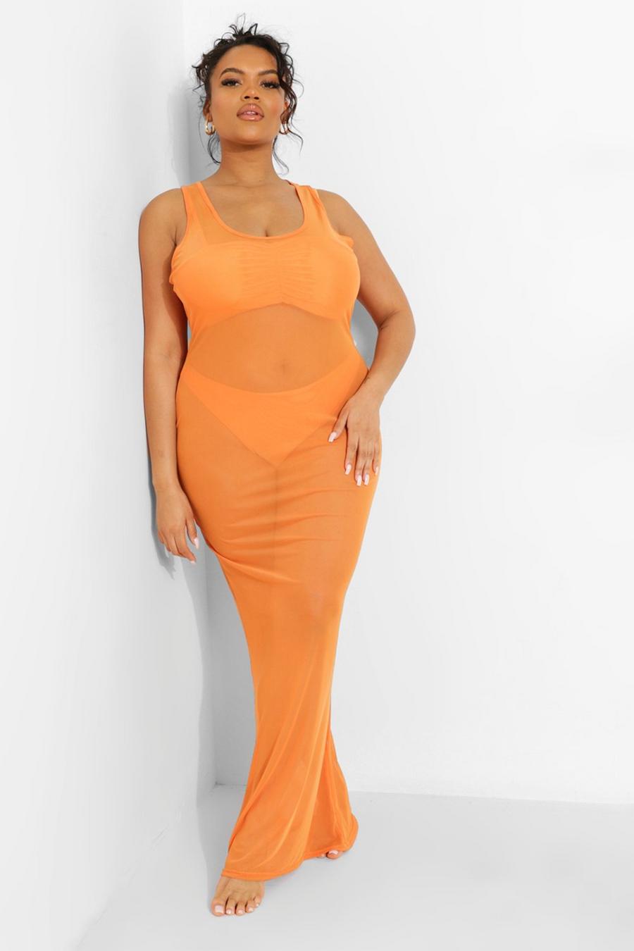 Orange Plus - Tropicana Strandklänning i mesh image number 1