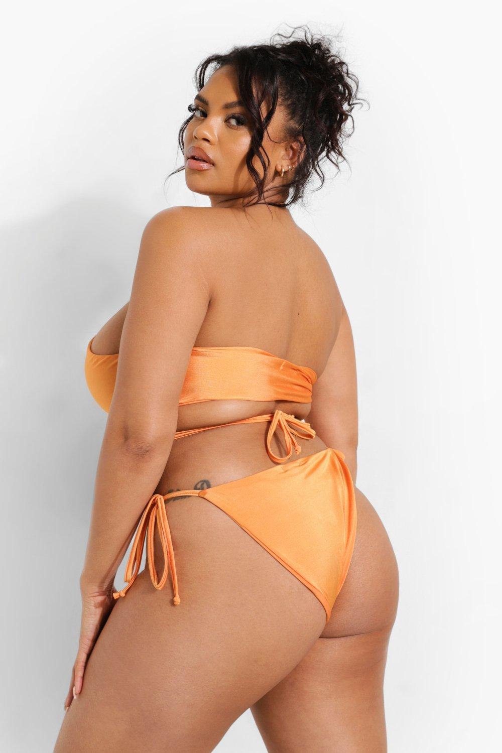 Orange Plus Tropicana Strappy Bikini Top boohoo UK