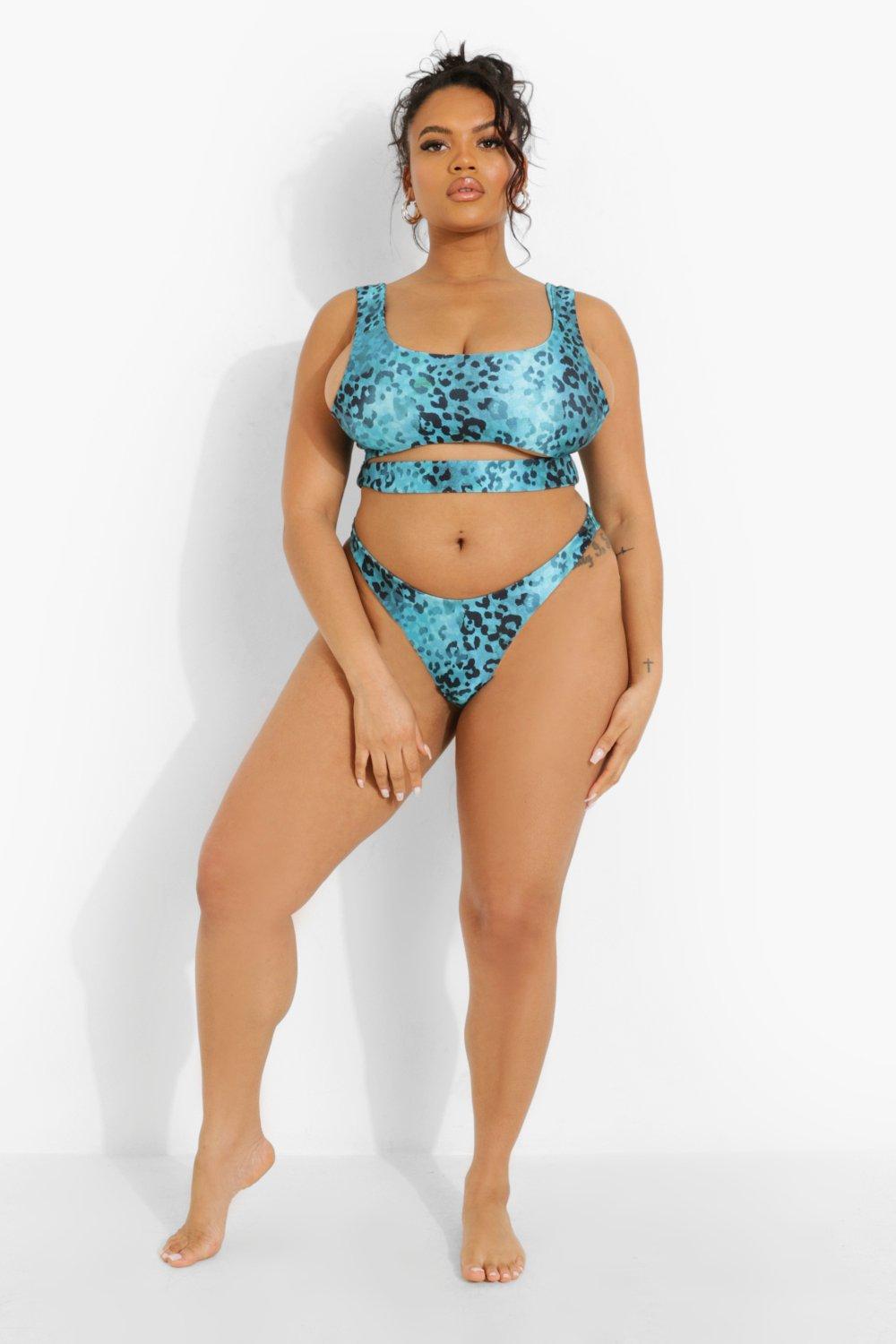 Plus Tropicana Cross Front Bikini Crop Top