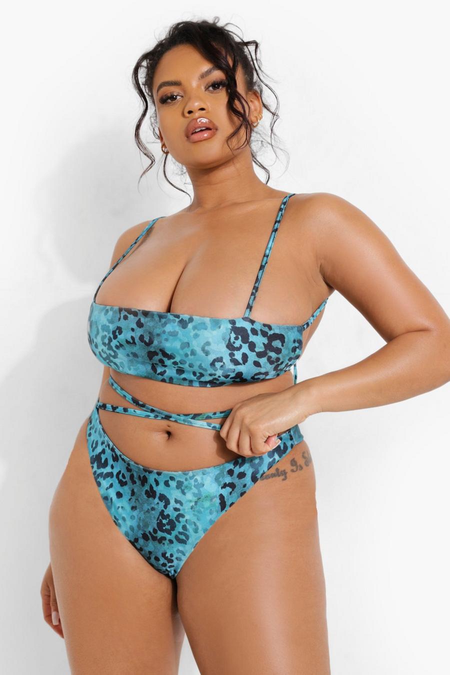 Grande taille - Haut de maillot de bain à bretelles - Tropicana, Turquoise image number 1