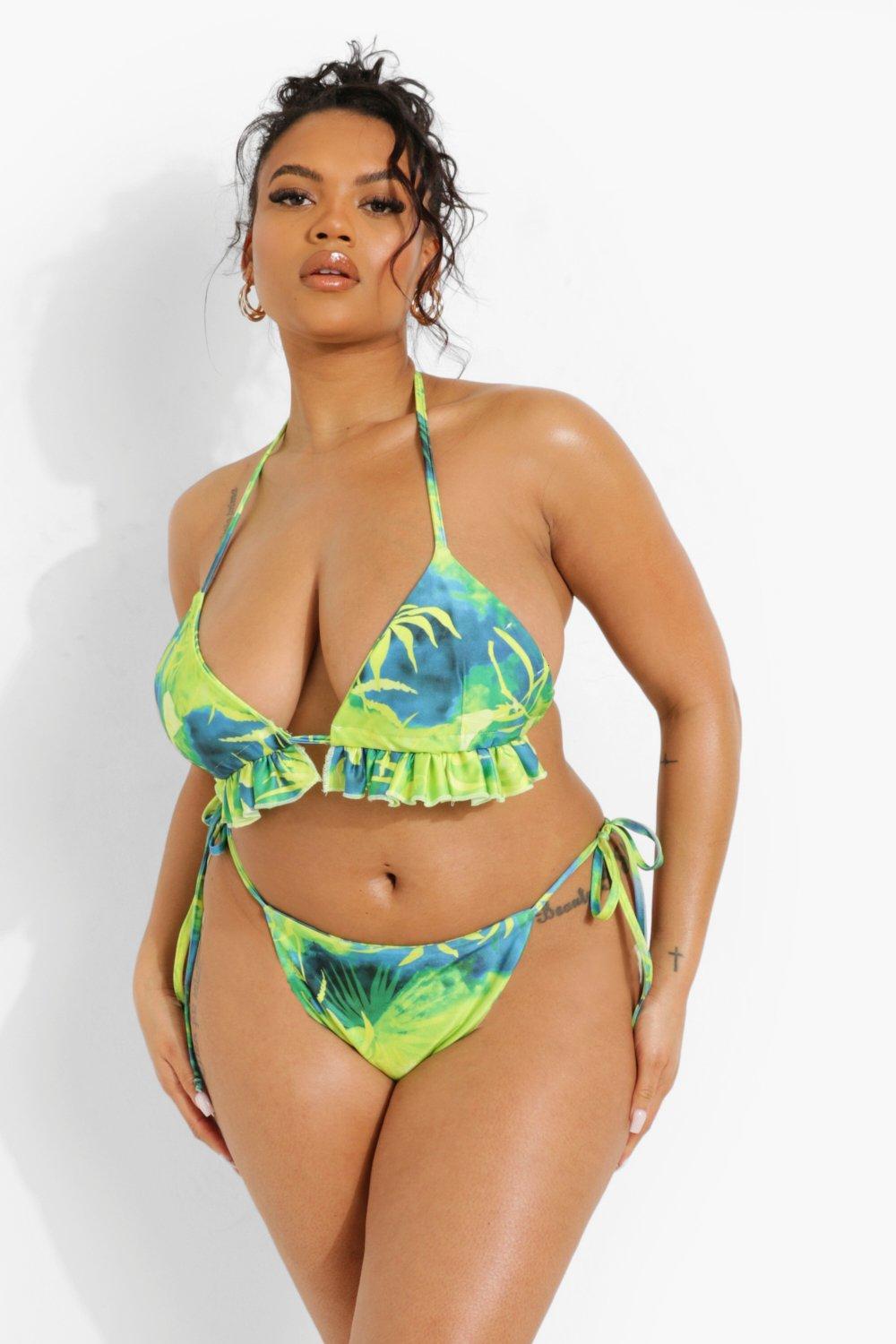 Frill bikini top plus size top