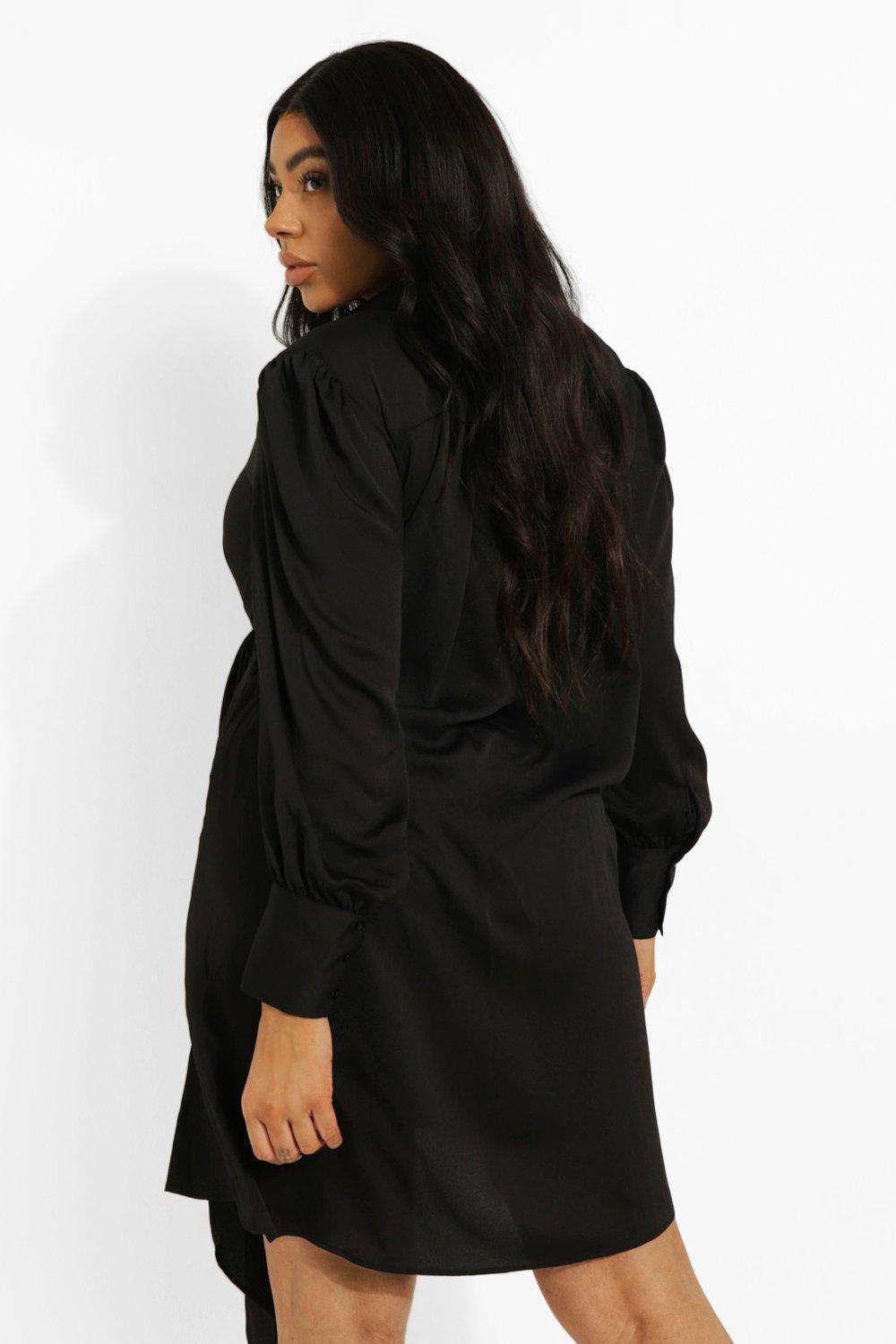 boohoo satin shirt dress