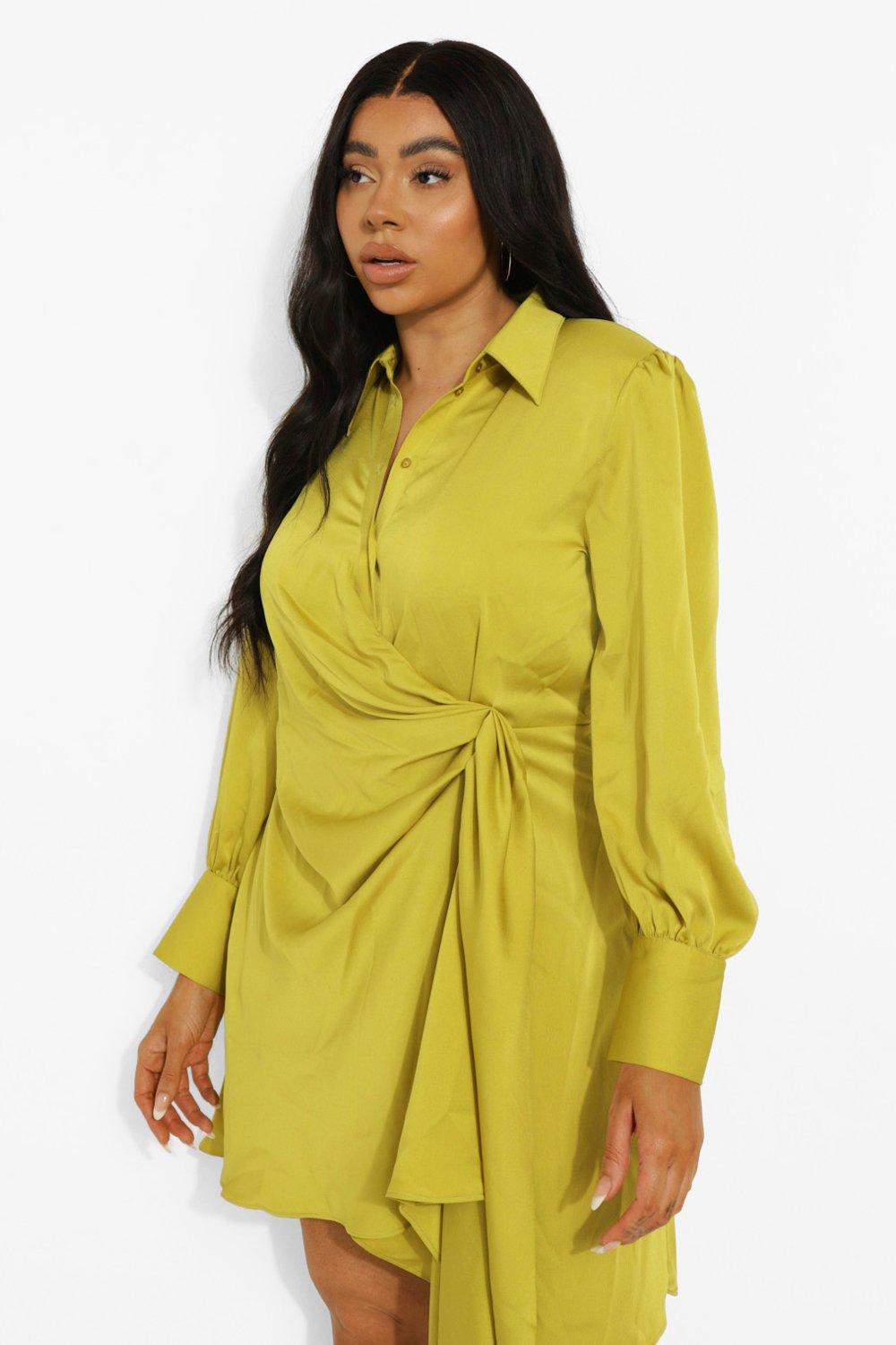 Long yellow shirt dress sale