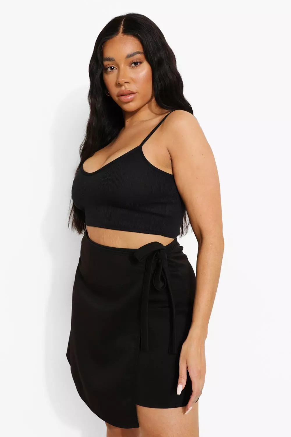 Plus size black wrap skirt hotsell