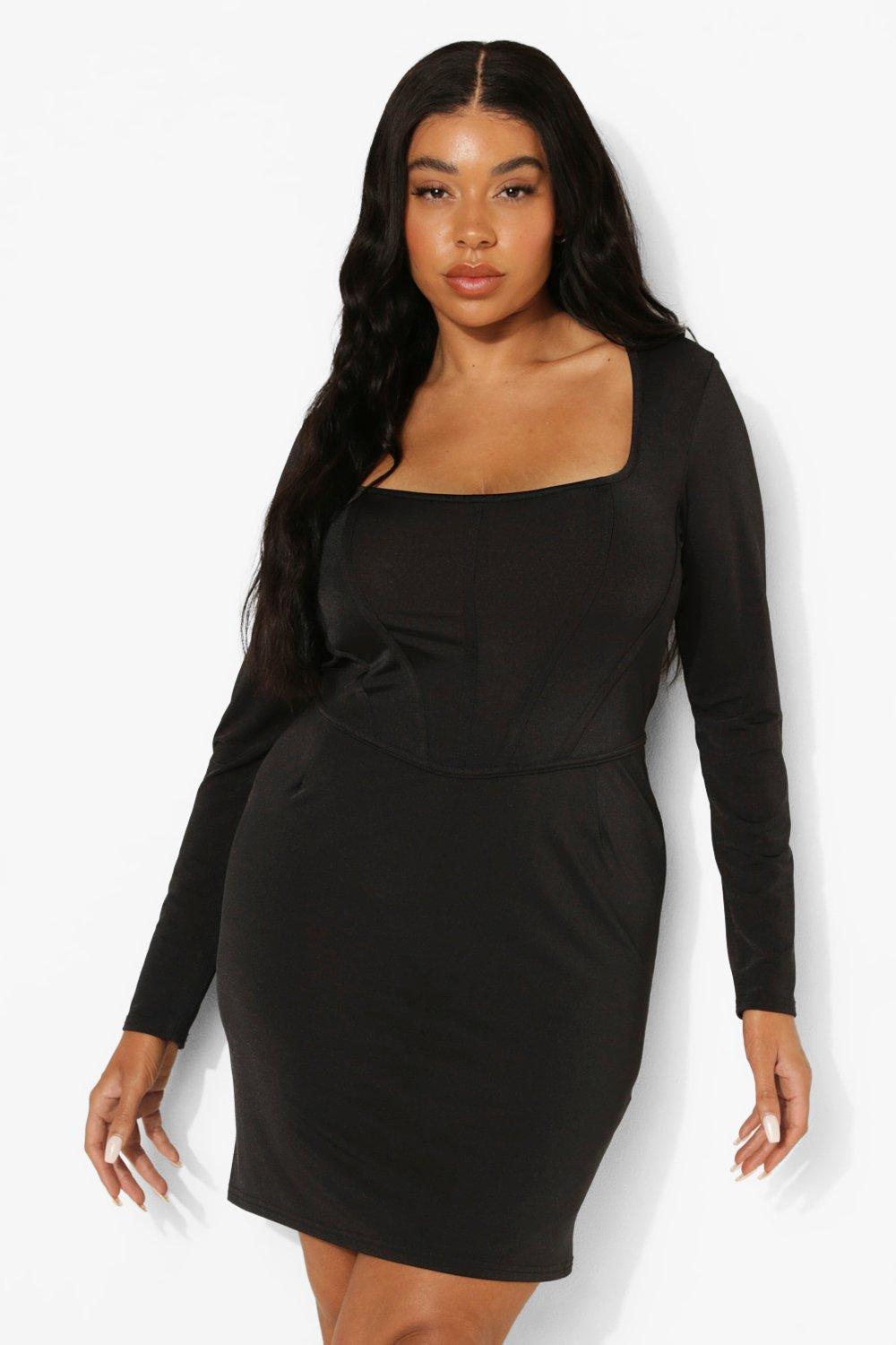 Plus size hot sale black mini dress