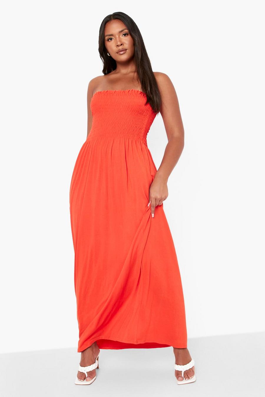 Orange Plus Shirred Maxi Dress image number 1